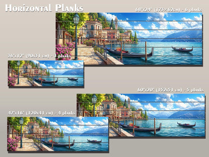 Lake Como In Italy Print On Natural Wood- Landscape Wall Art