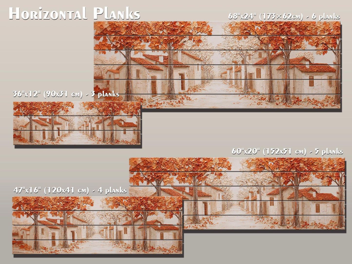 Autumn Lane Wood Art – Rustic Wood Decor With Textured Leaf Relief & Warm Copper Tones