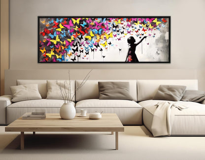 Street Art Canvas Print, Banksy Style Wall Art, Graffiti Canvas Art, Butterfly Girl, Graffiti Street Art Painting, Framed and Ready to Hang