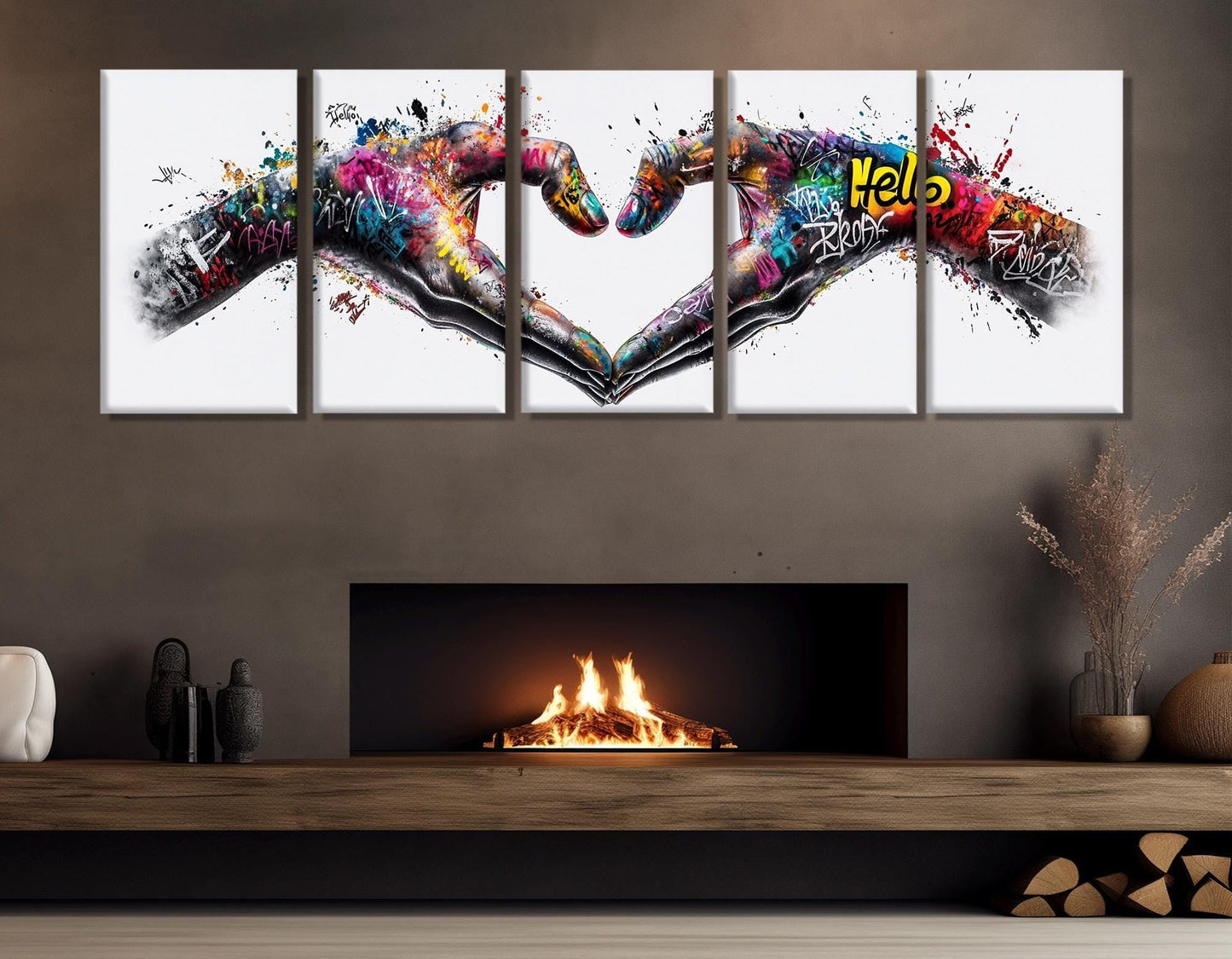 Abstract Heart Canvas Print – Graffiti Style Art, Love & Peace Wall Decor, Ready to Hang