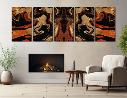 Dark Wooden Canvas Print – Large Abstract Brown Tones Artwork | Ready to Hang