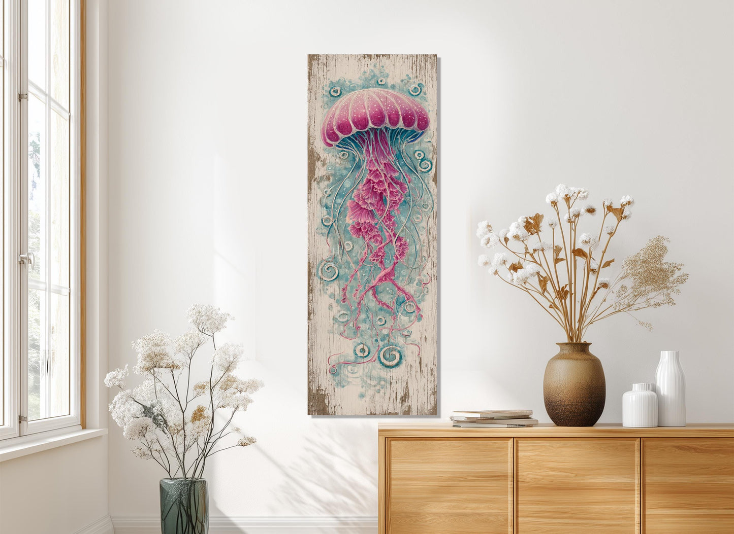 Jellyfish Canvas Print - Rustic Underwater Wall Art | Framed & Ready to Hang