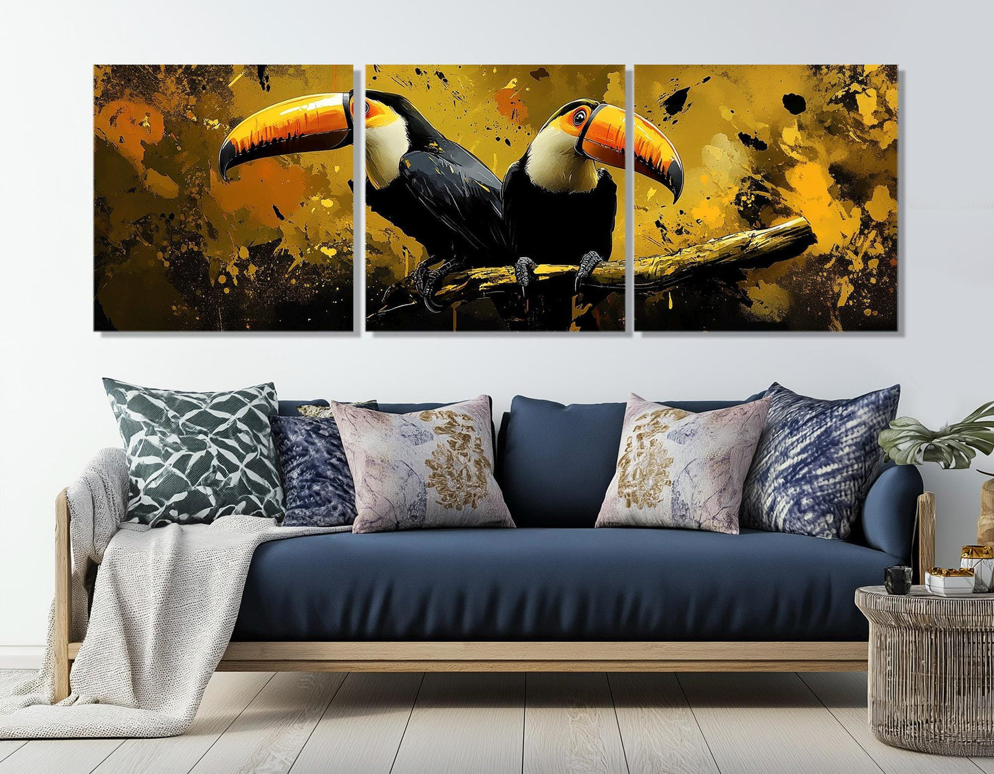 Toucans Canvas Print – Abstract Bird Art Ready to Hang Gallery Wrapped Decor
