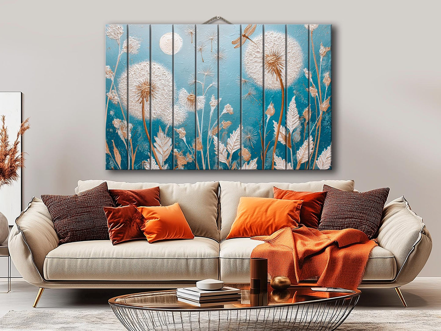 Dandelion Wall Art – Rustic Wood Print | Floral Wood Decor on Smooth Linden