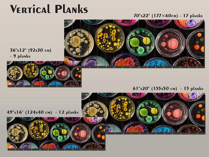 Petri Dish Wall Art – Colorful Abstract Science Print on Natural Wood Decor