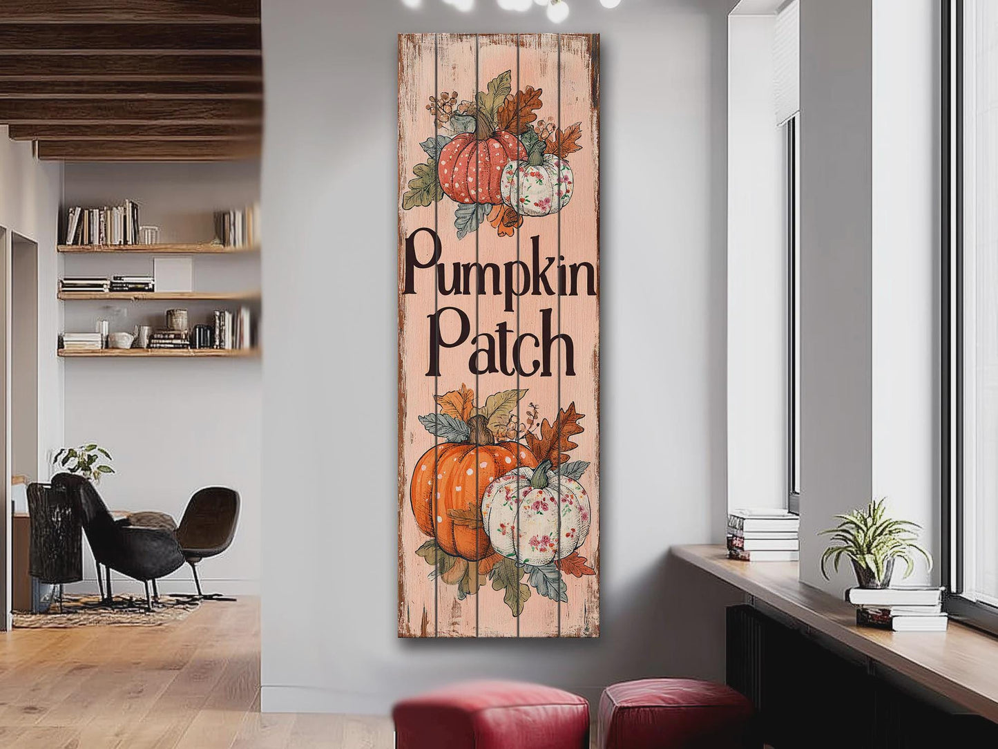 Pumpkin Patch Sign – Rustic Wood Art | Farmhouse Autumn Wall Decor, Cozy Fall Home