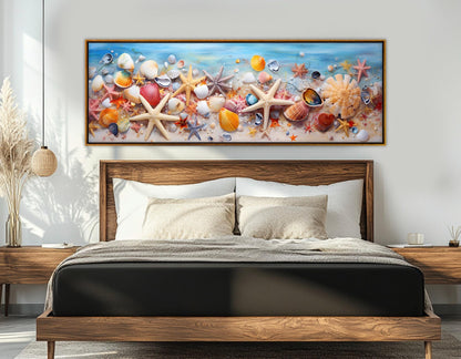 Colorful Seashells Canvas Print - Nautical Wall Decor | Framed Canvas Art Ready to Hang