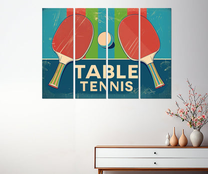 Vintage Table Tennis Art - Framed Ping Pong Painting | Player & Coach Gift Canvas Print