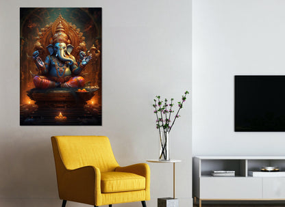 Lord Ganesha Canvas Print - Hindu God Painting | Gallery Wrapped Cotton Canvas Art