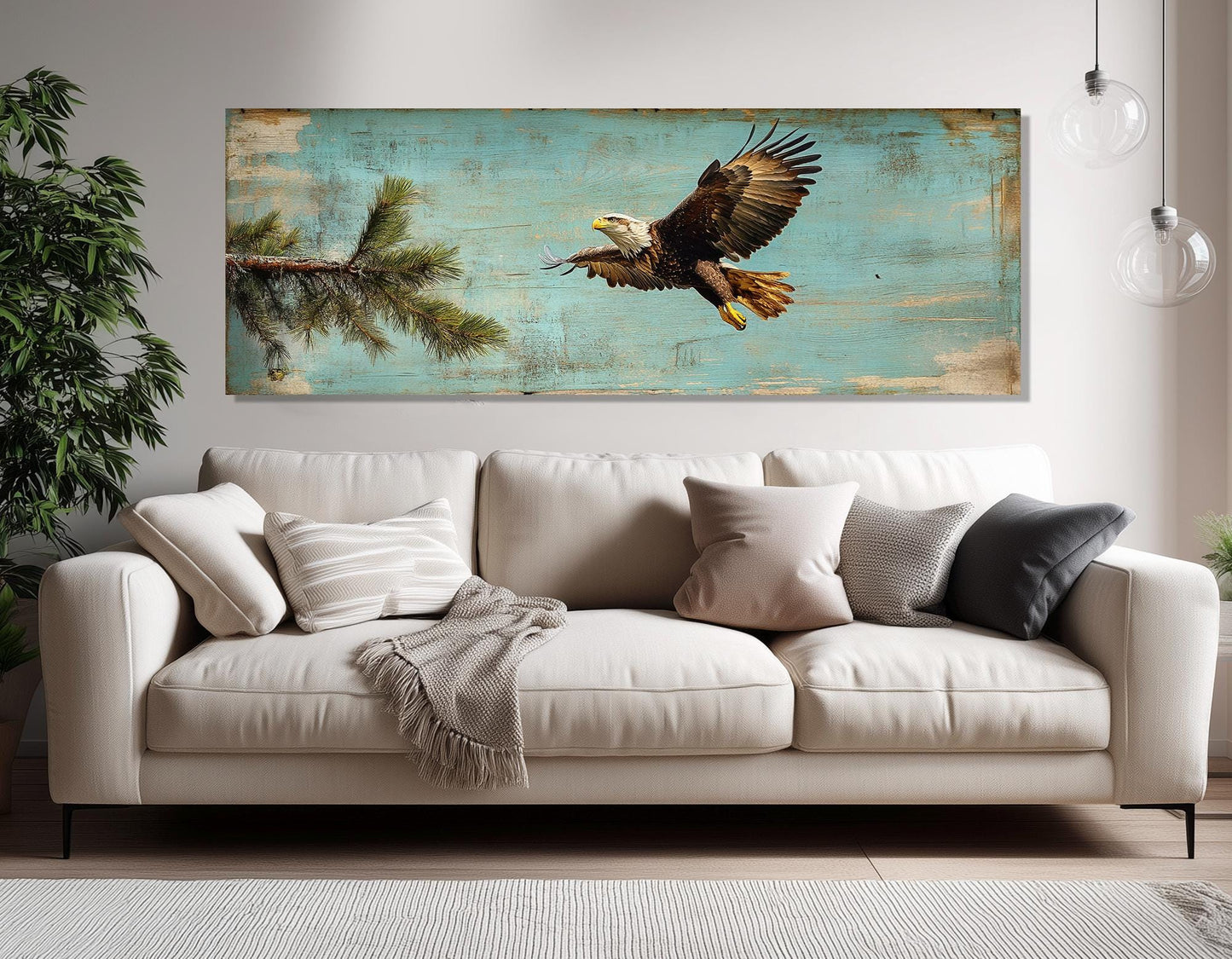 American Bald Eagle Canvas - Rustic Eagle Wall Art | Framed Canvas Print Ready to Hang