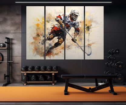 Lacrosse Wall Art - Abstract Lacrosse Canvas Print | Framed Floating Frame Ready to Hang