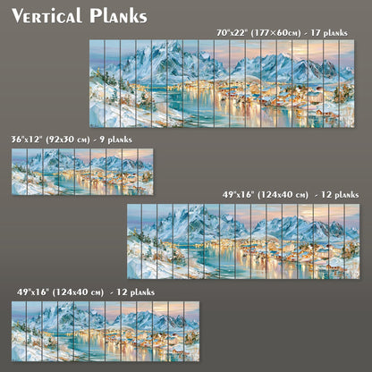 The image is a collage of four different images depicting snowy mountain landscapes, with varying sizes and orientations.