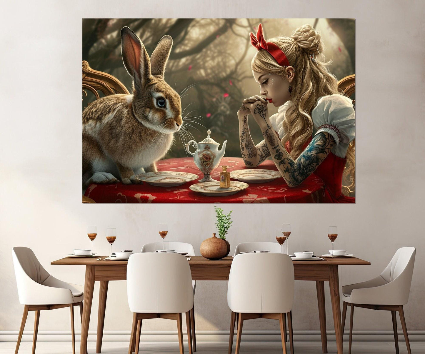 Alice in Wonderland Print – Framed Canvas Wall Art for Kids Room Decor