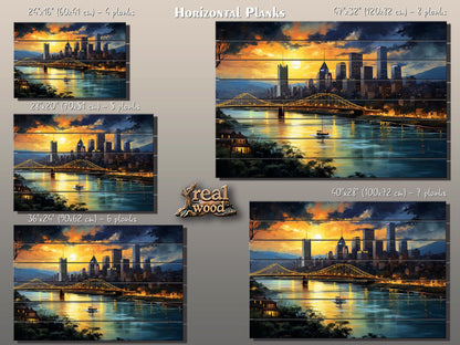 Pittsburgh Wall Art - Rustic Wood Wall Decor With Unique Grain & Fade Resistant Print