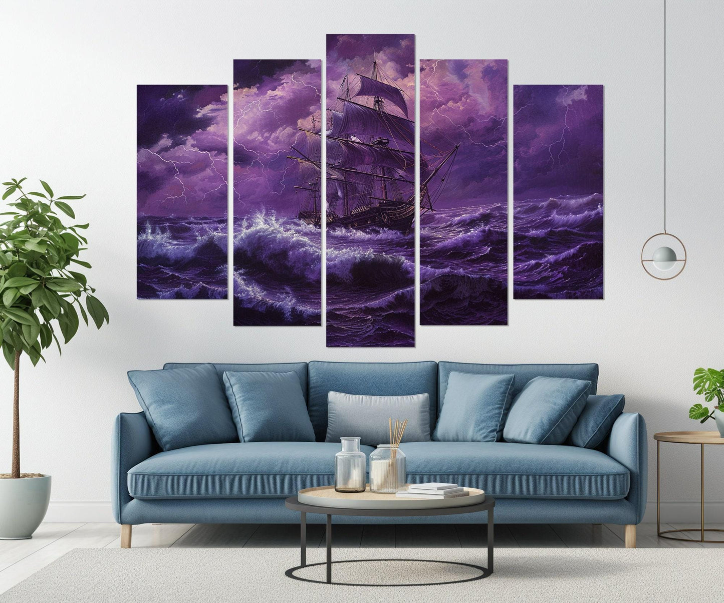 Vintage Sailing Ship Canvas – Stormy Sea Painting | Framed & Ready to Hang