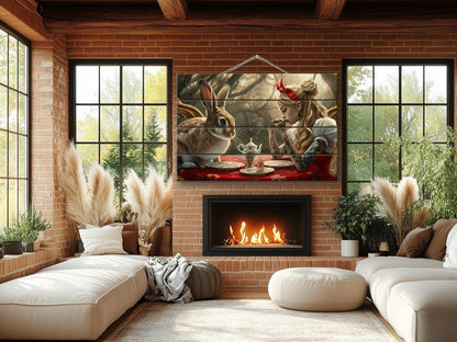 Alice in Wonderland Print – Abstract Wood Wall Art on Natural Plank Decor
