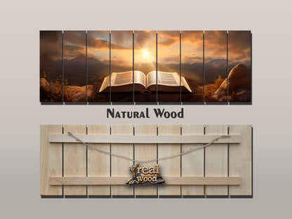 Bible Wall Art – Rustic Bible Print on Wood | Christian Wall Decor & Natural Wood Print