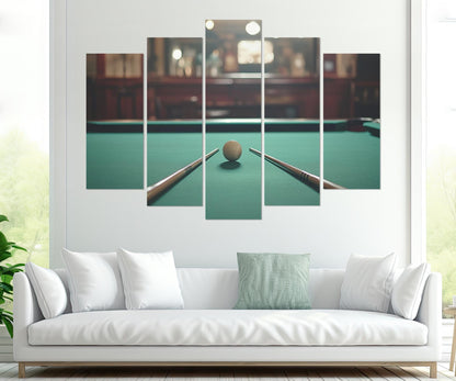 Billiards Wall Art - Large Cotton Canvas Print | Framed Gallery Wrapped Canvas