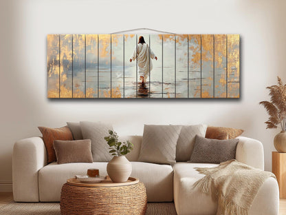 Jesus Walking on Water | Biblical Wall Art - Christian Wood Print Decor