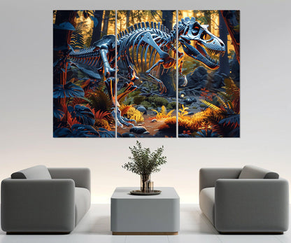 Dinosaur Skeleton Canvas Print, Paleontology Wall Art, Framed and Ready to Hang