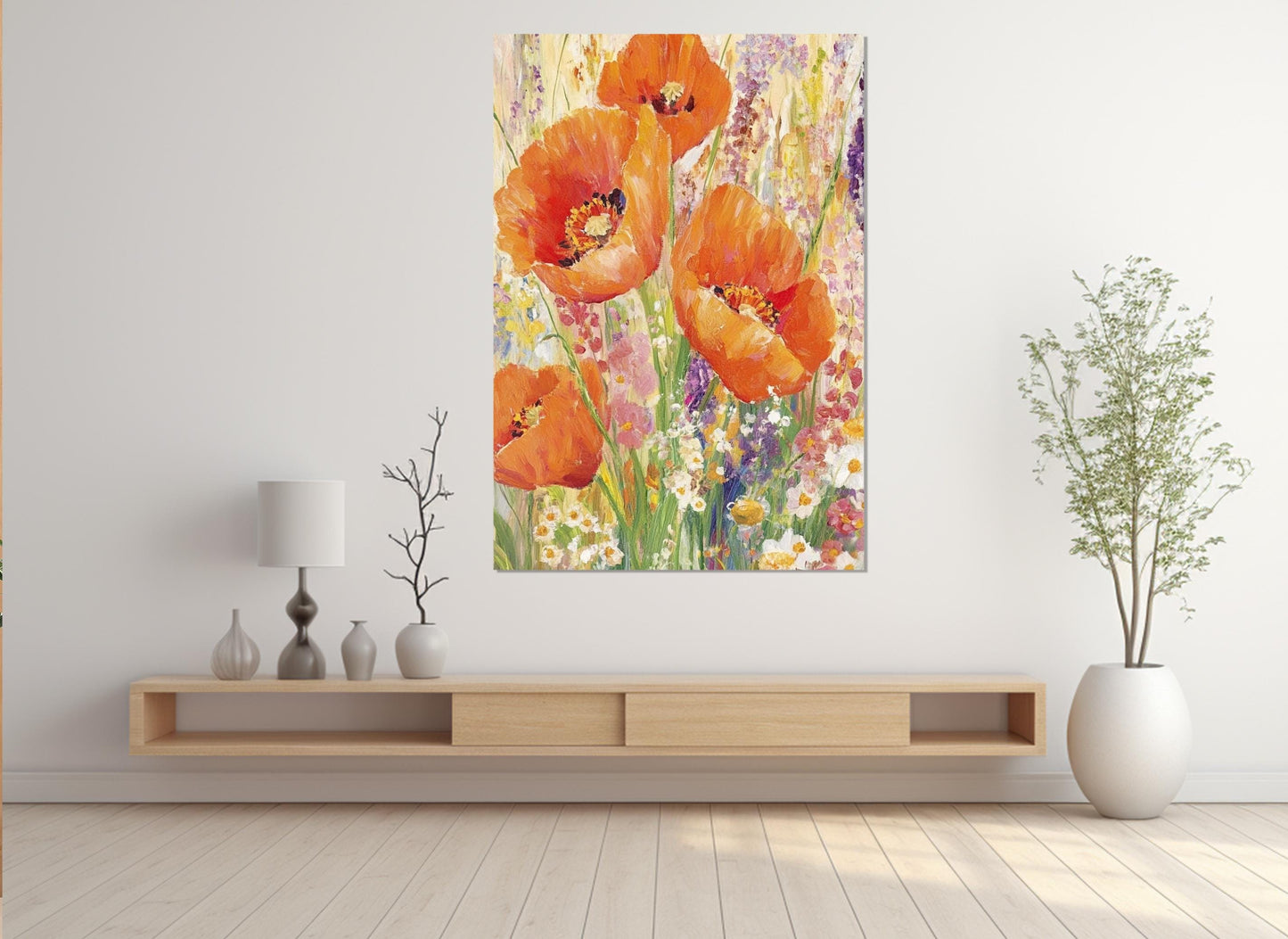 Poppy Flowers Canvas Abstract Floral Wall Art – Gallery Wrapped Cotton Print