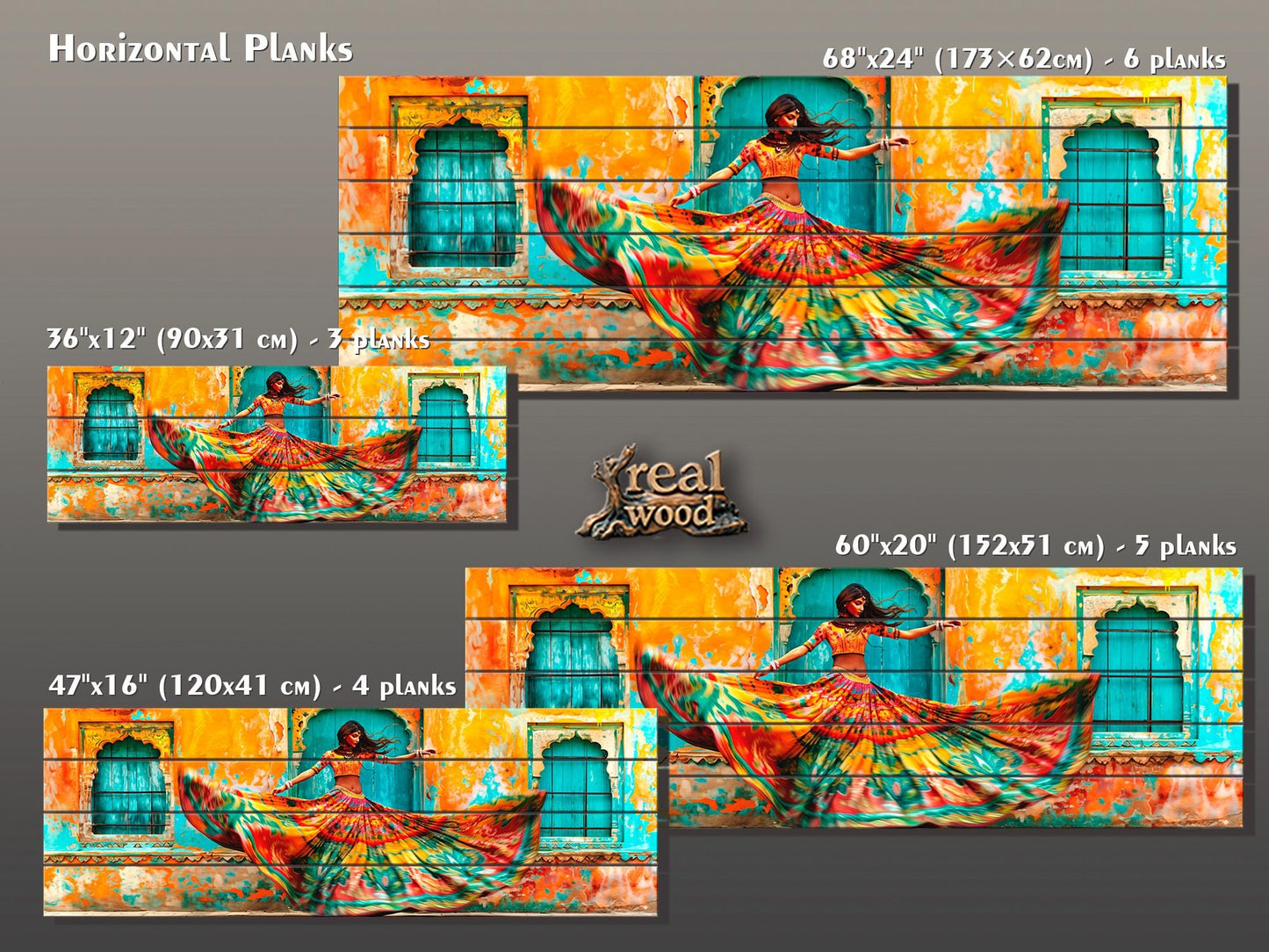 Wood Wall Art - Large Rajasthan Wall Art With Indian Woman Print On Wood Panel