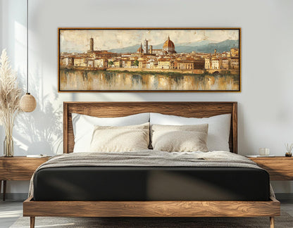 Florence Canvas Print – Retro Duomo Canvas Art With Arno River Painting, Ready to Hang