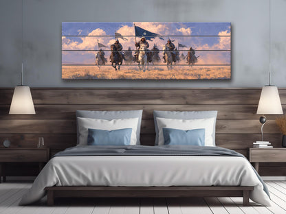 Genghis Khan Wood Print - Mongol Army Art on Natural Wood Texture | Ready to Hang