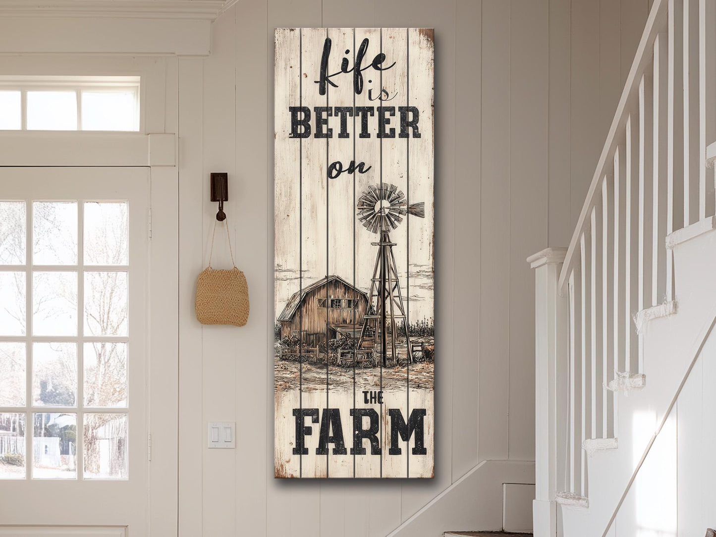 Rustic Wood Wall Art – Life On The Farm Sign | Cozy Country Wall Decor