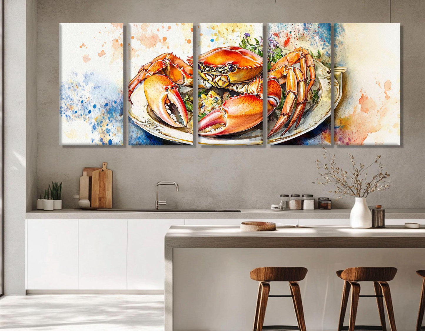 Crab Canvas Print – Platter of Crab Art | Kitchen Wall Art, Ready to Hang