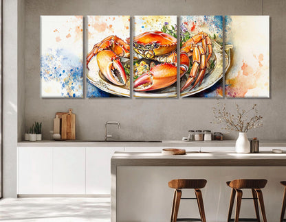 Crab Canvas Print – Platter of Crab Art | Kitchen Wall Art, Ready to Hang