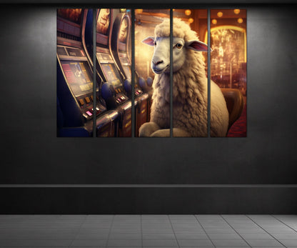 Sheep Canvas Print - Funny Casino Wall Art | Framed Cotton Canvas Decor