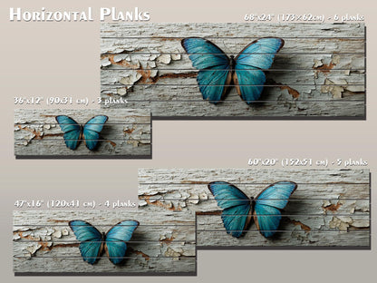 Blue Butterfly Wall Art – Rustic Wood Decor With Pastel Butterfly Print On Wood