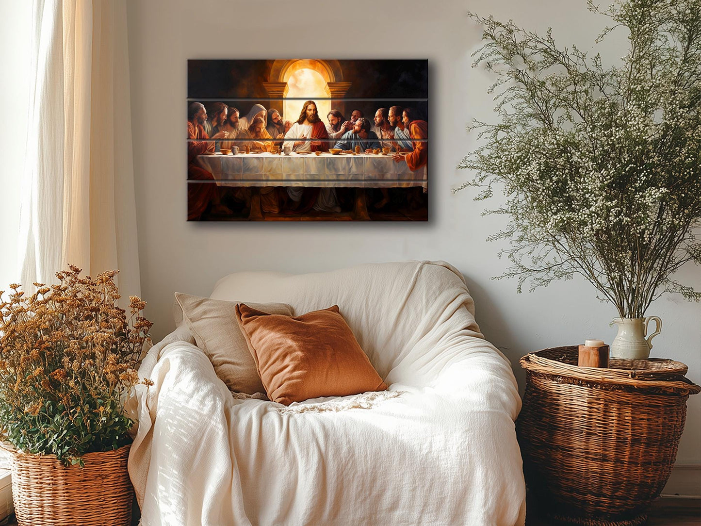 Last Supper Wood Art – Rustic Christian Wall Art Printed on Wood Planks