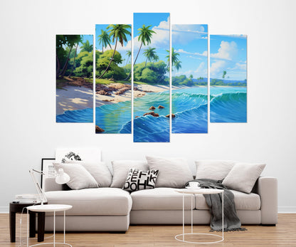 Beach Canvas Print - Tropical Coast Painting | Framed Canvas Print Ready to Hang