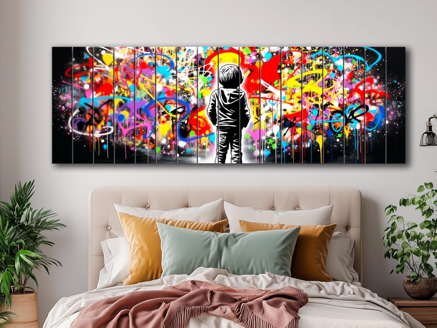 Wood Wall Art - Banksy Style Print on Wood | Urban Street Art Graffiti Decor
