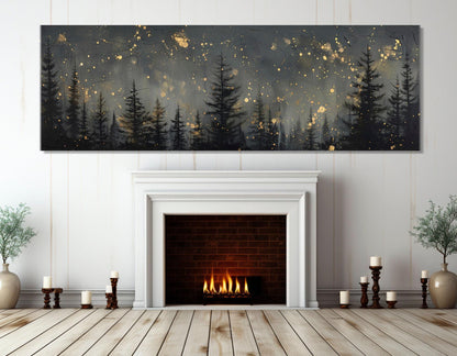 Pine Forest Canvas Print – Large Starry Sky Painting | Framed Gallery Wrapped Canvas Art