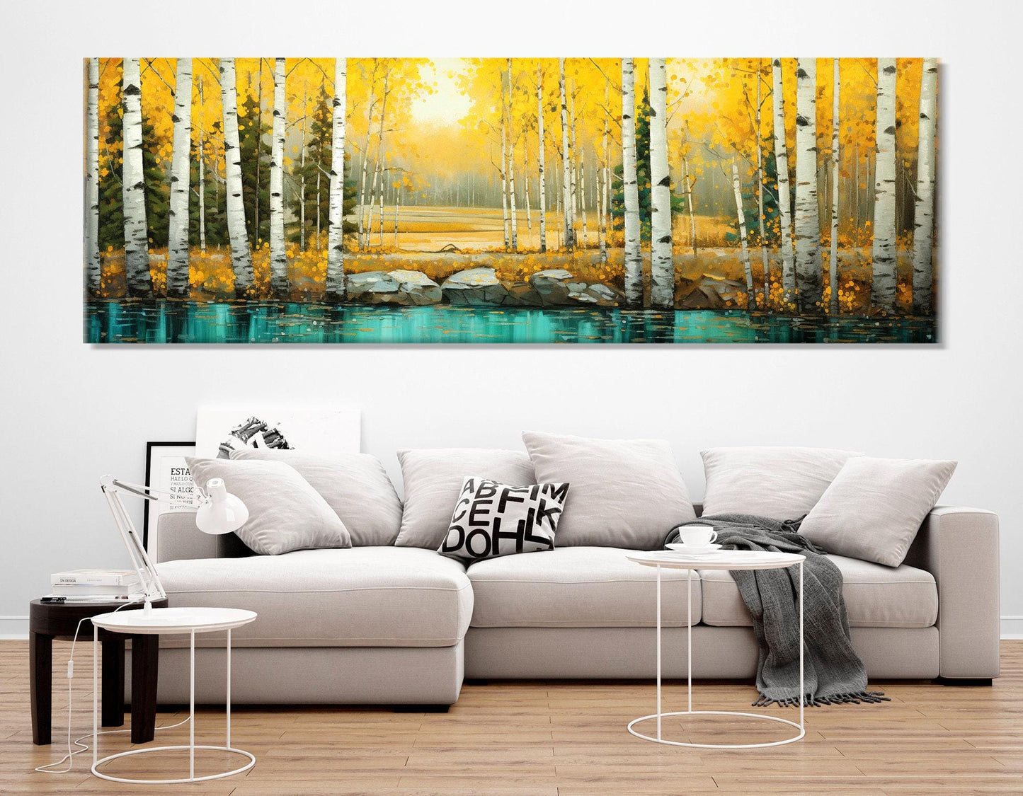 Birch Grove Canvas Print – Scenic Forest Painting | Framed Birch Canvas Wall Art