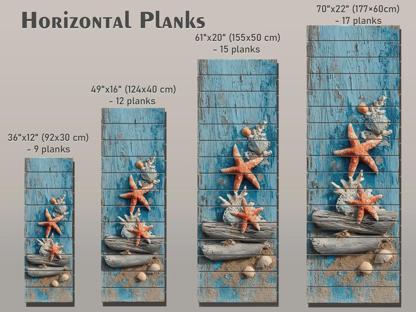 Wood Wall Art | Coastal Wall Art - Driftwood Starfish Print on Rustic Wood Panel