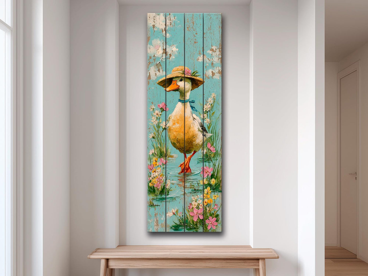 Rustic Wood Wall Art – Country Duck Decor on Wood Plank – Farmhouse Wall Art