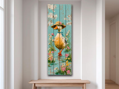 Rustic Wood Wall Art – Country Duck Decor on Wood Plank – Farmhouse Wall Art
