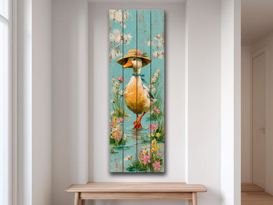 Rustic Wood Wall Art – Country Duck Decor on Wood Plank – Farmhouse Wall Art