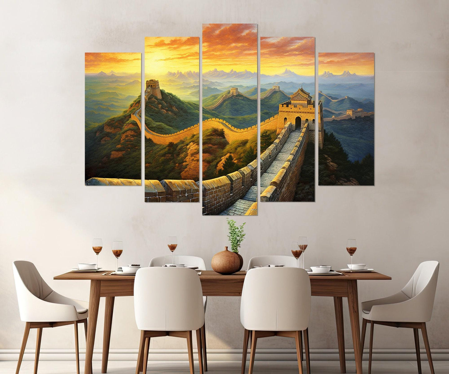 Great Wall of China Canvas – Framed Sunset Wall Decor | Ready to Hang Cotton Canvas Print