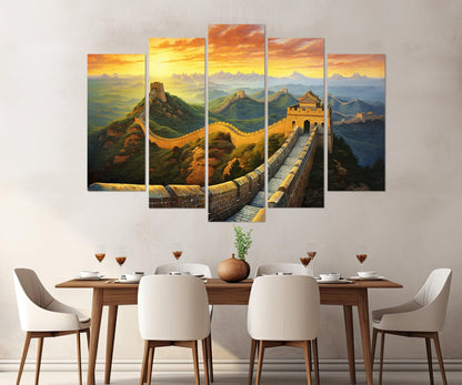 Great Wall of China Canvas – Framed Sunset Wall Decor | Ready to Hang Cotton Canvas Print