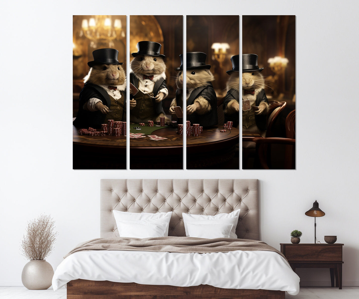 Hamsters Playing Cards Canvas – Poker Wall Art | Framed Cotton Print Ready to Hang