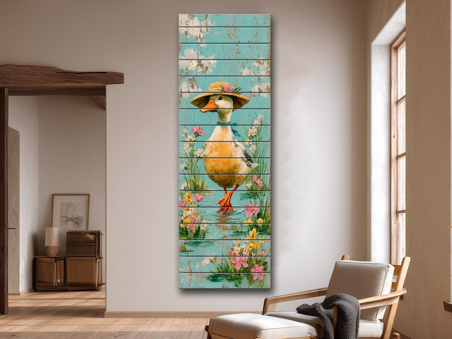 Rustic Wood Wall Art – Country Duck Decor on Wood Plank – Farmhouse Wall Art