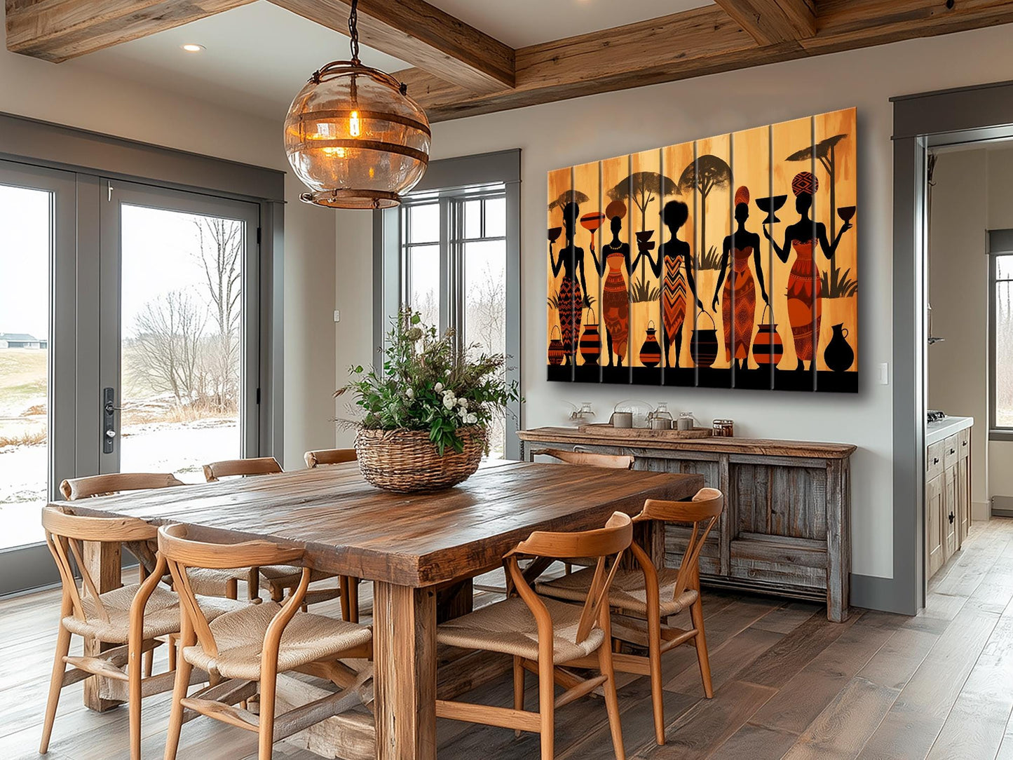 Wood Wall Art – Abstract African Painting on Wood | Ethnic Wall Decor, Rustic Style