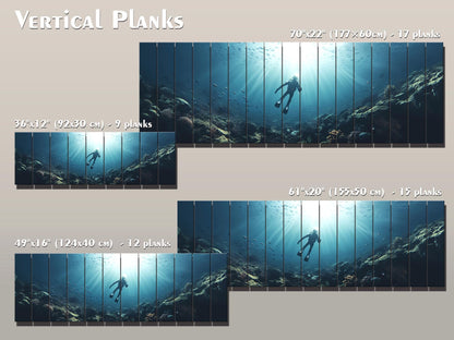 Ocean Wall Art – Natural Wood Print | Diving Art Print on Rustic Wood Planks