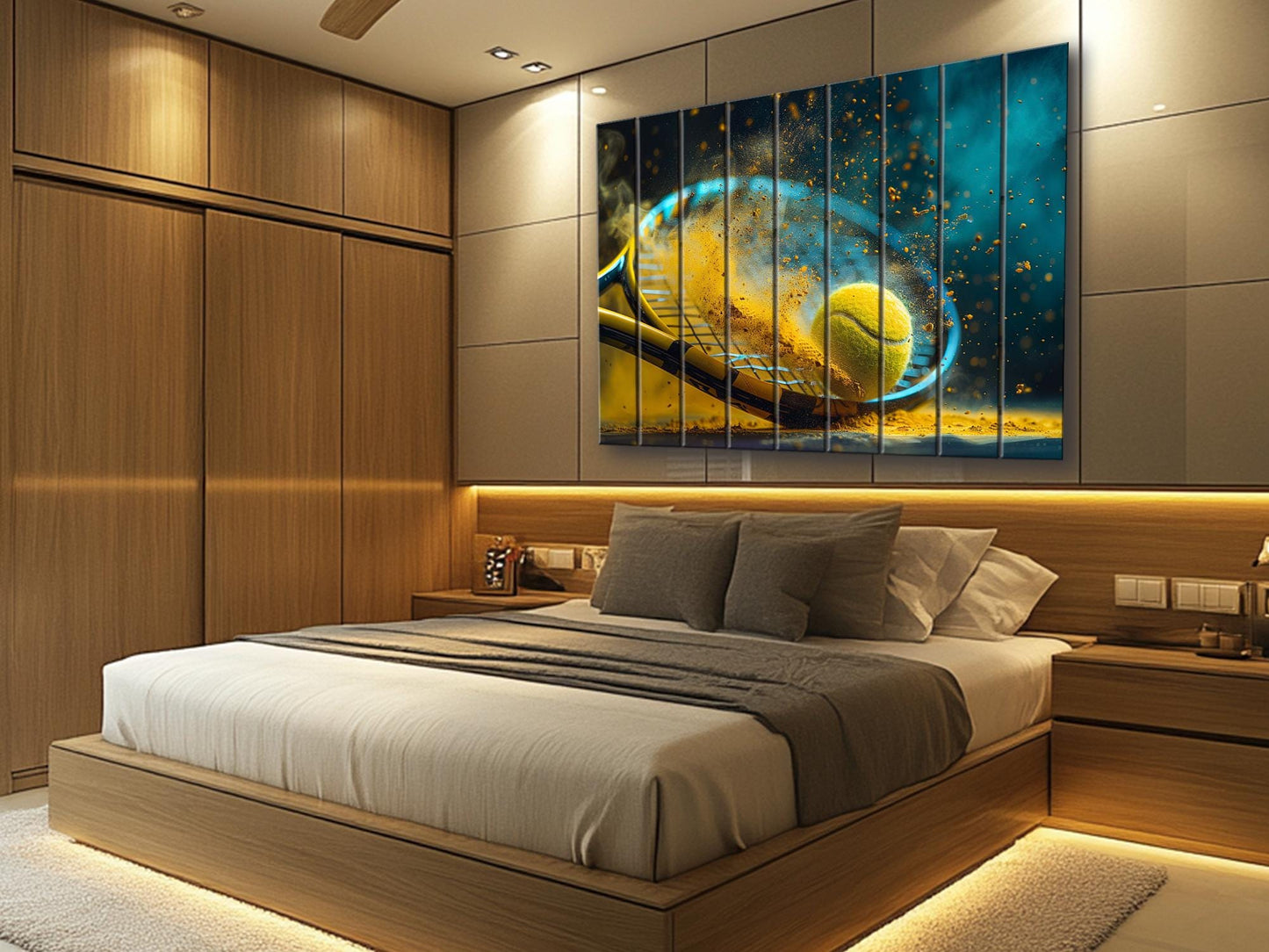 Tennis Wall Art – Abstract Wood Wall Decor | Rustic Tennis Poster Gift