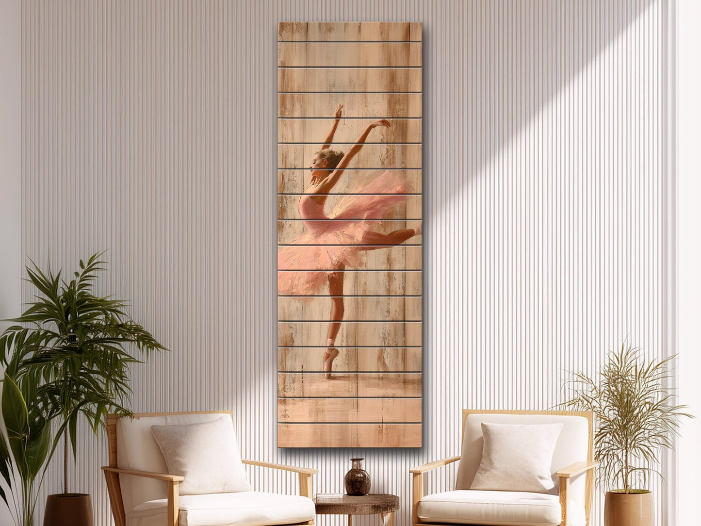 Ballerina Print on Natural Wood, Rustic Ballerina Painting, Ballet Wall Art, Ballet School Wall Decor, Ballet Teacher Gift, Ballerina Gift
